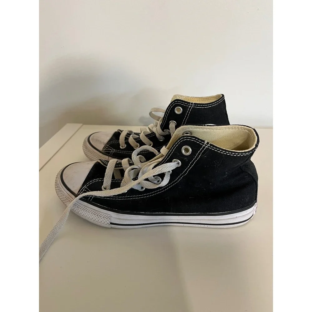Converse Chuck Taylor All Star High Top Black Canvas Kids Sneakers 3J231 Size 3Y
